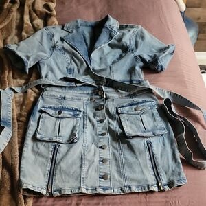 Denim Jacket and Skirt Set